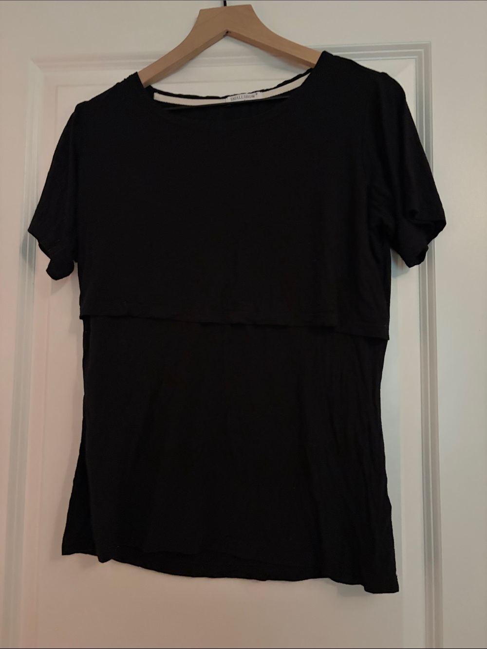 Layered Short Sleeve Nursing Tee - Black